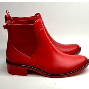 [#1027] KATE SPADE | Red Sedgewick Ankle Boots Rain Booties | Size 10/11